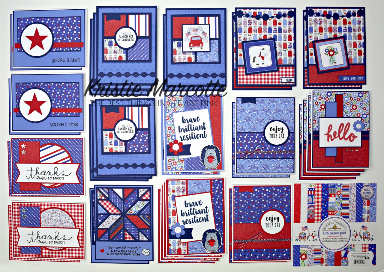 Doodlebug’s Yankee Doodle – 36 cards from one 6×6 paper pad