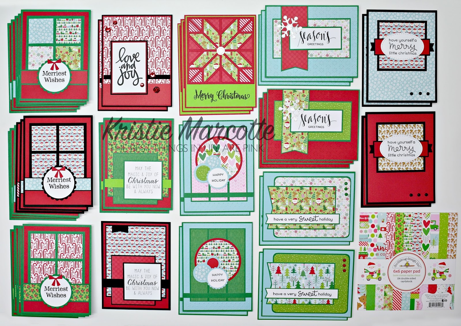 Doodlebug’s Here Comes Santa Claus – cards from 6×6 paper pad