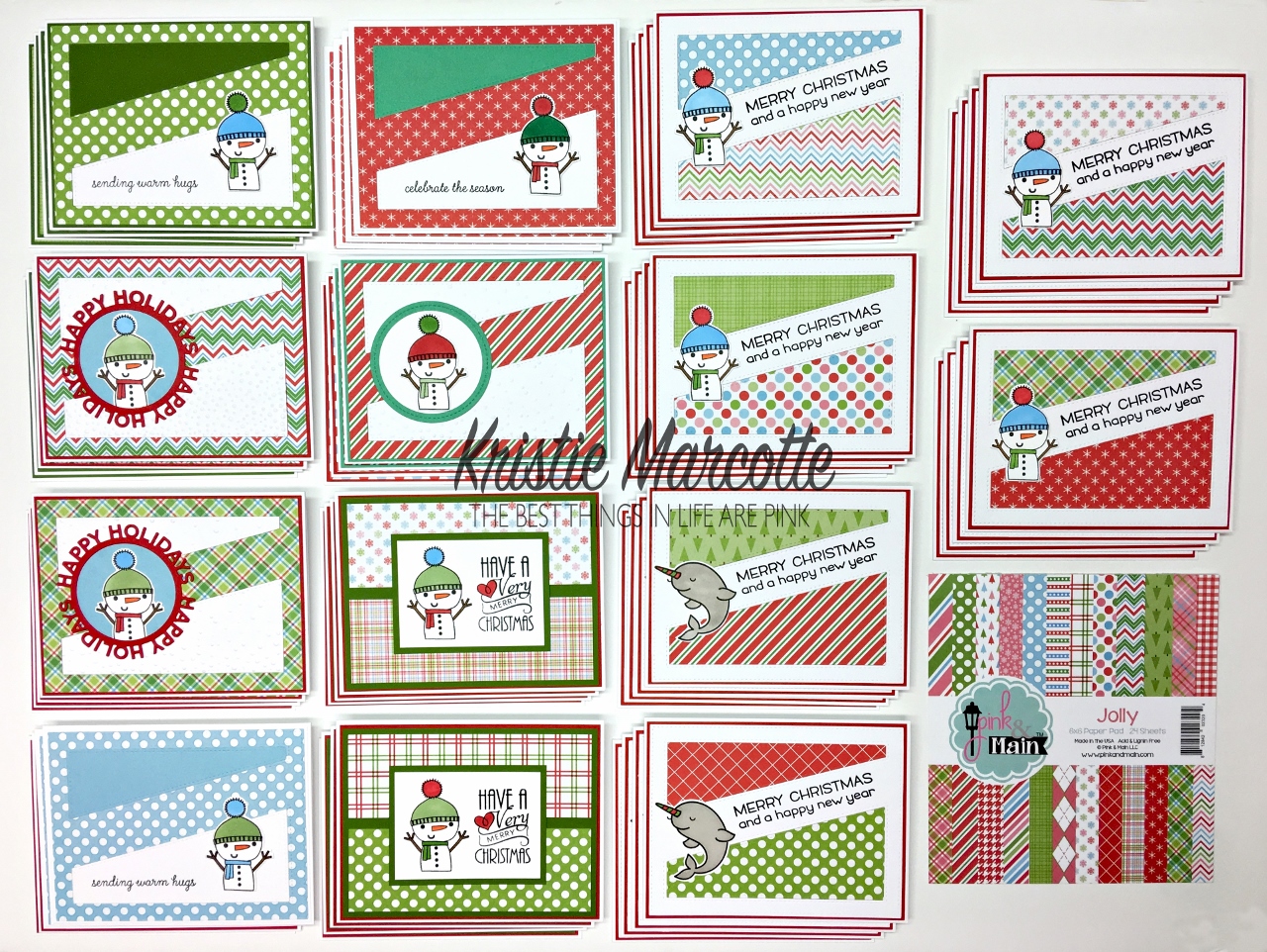 Pink and Main’s Jolly collection – 56 cards from one 6×6 paper pad