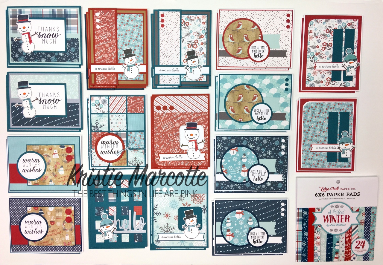 Echo Park’s A Perfect Winter – 33 cards from one 6×6 paper pad