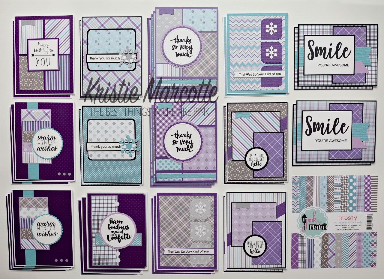 Pink & Main’s Frosty collection – 36 cards from one 6×6 paper pad