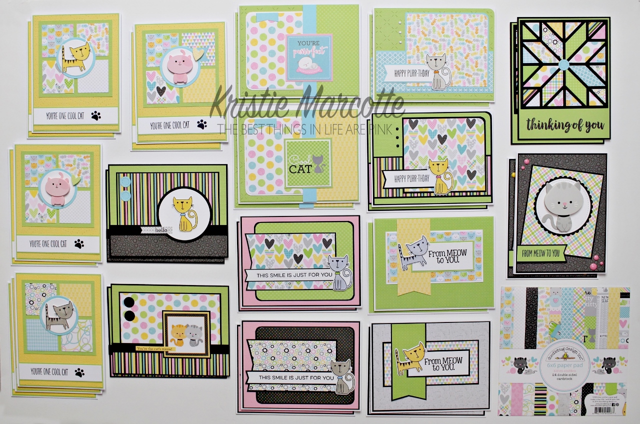 Doodlebug’s Kitten Smitten – 33 cards from one 6×6 paper pad