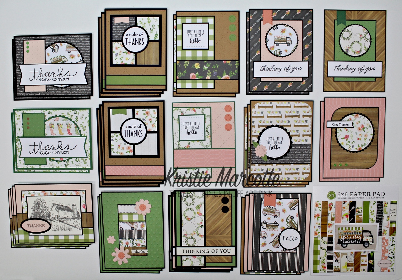 Carta Bella’s Spring Market – 34 cards from one 6×6 paper pad