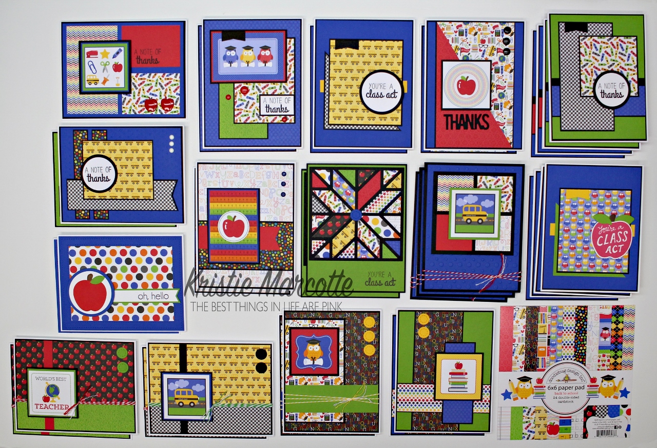 Doodlebug Back to School – 34 cards from one 6×6 paper pad