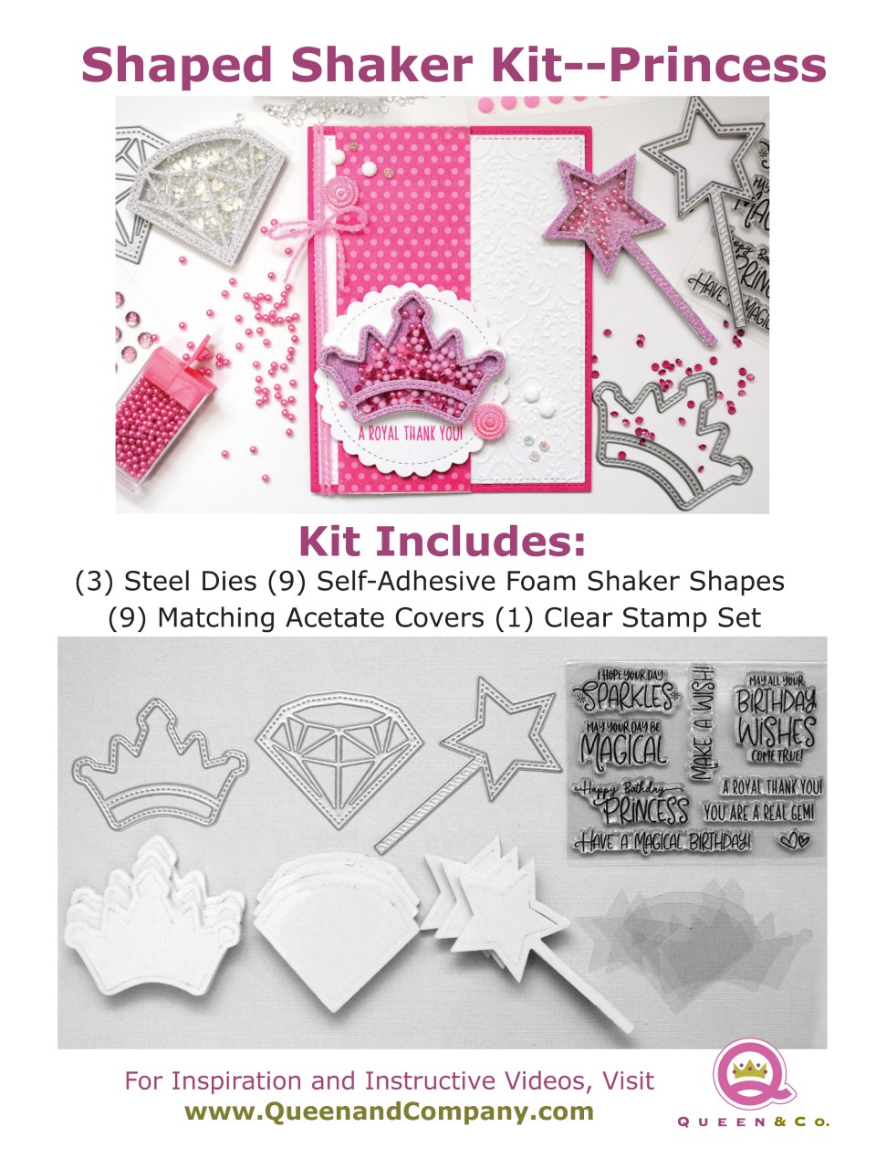 Queen & Company – Princess Shaped Shaker kit – 6 cards 1 kit