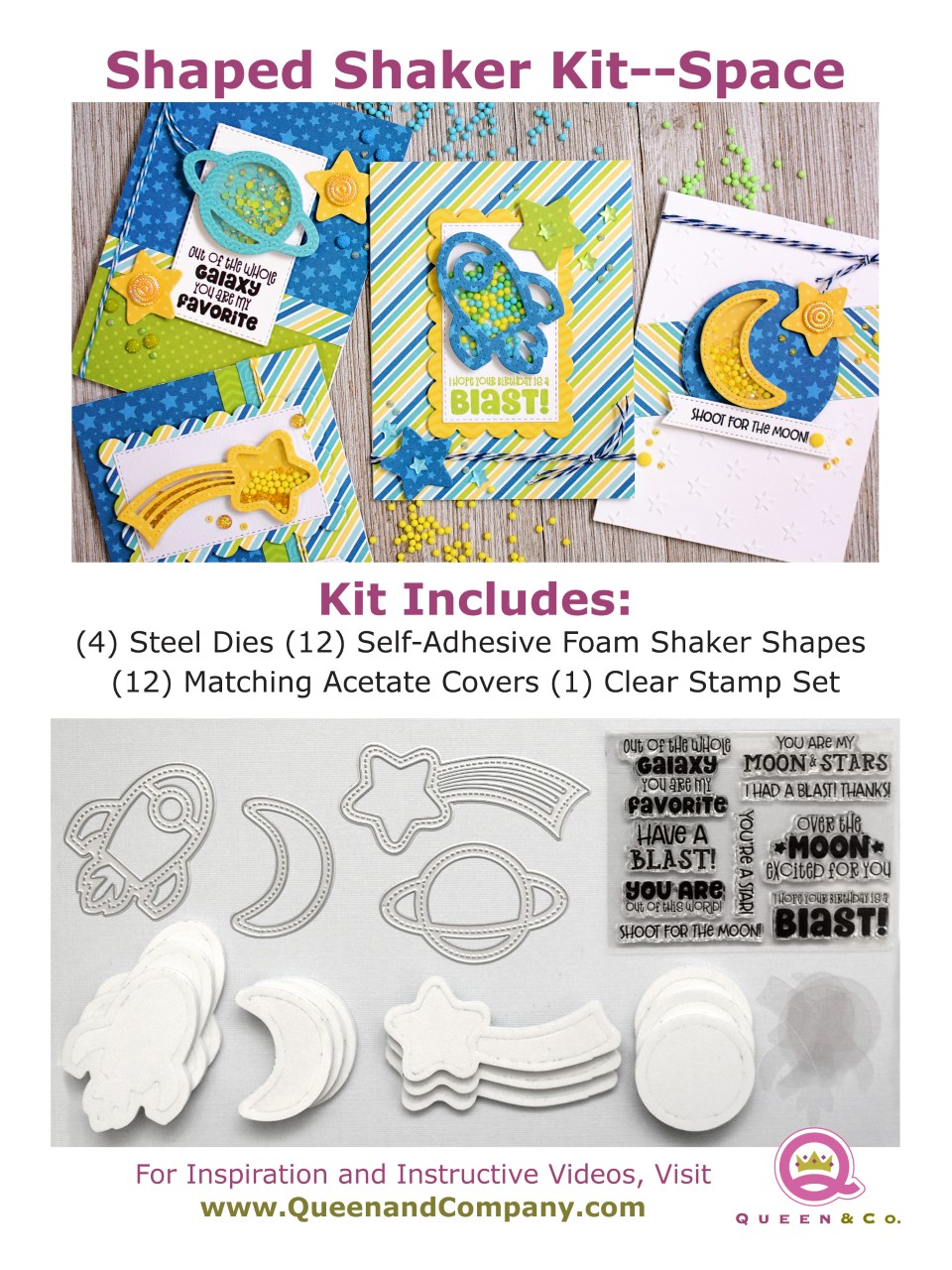 Queen & Company – Space Shaped Shaker kit – 6 Cards 1 Kit