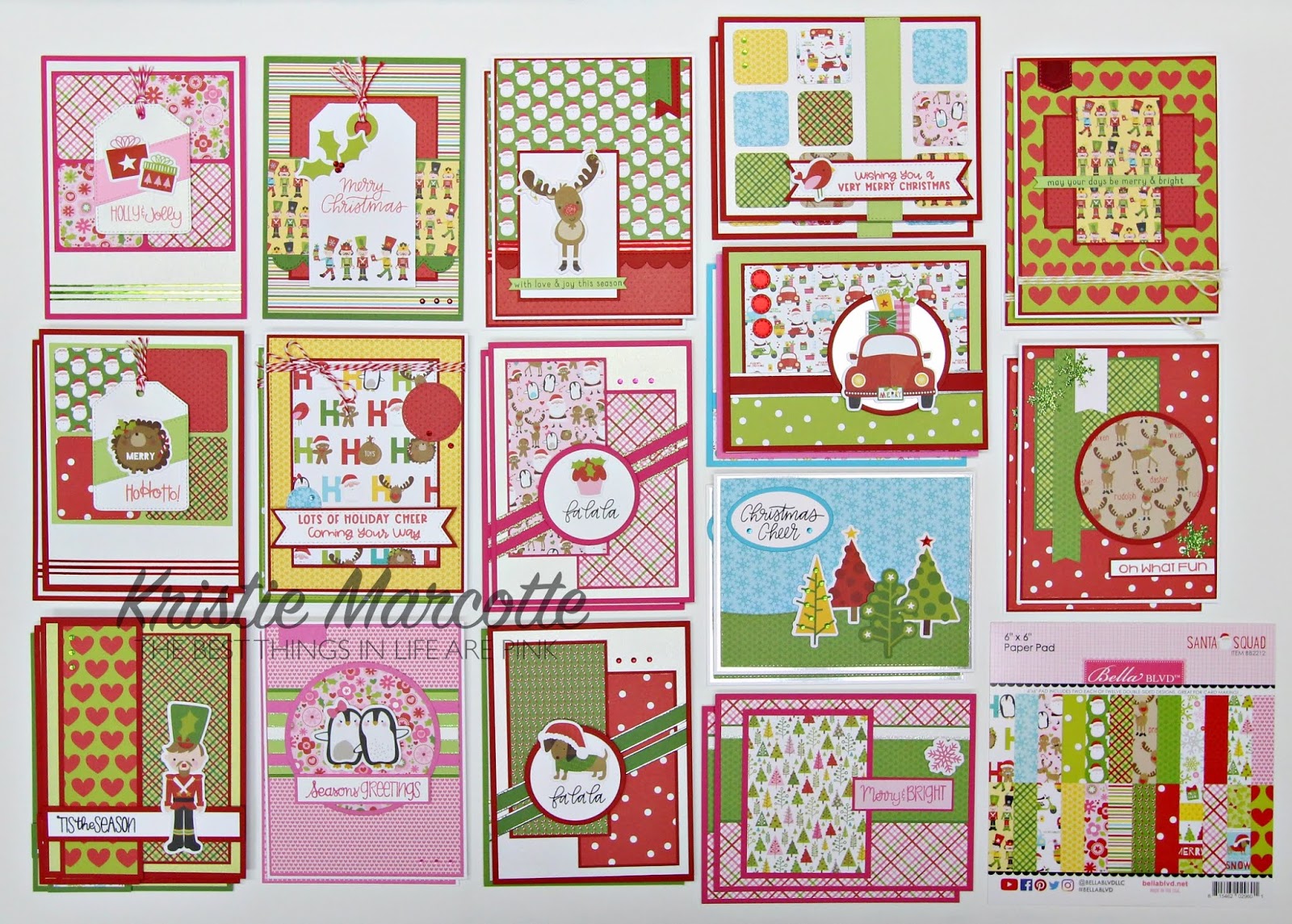 Bella Blvd’s Santa Squad – 30 cards from one 6×6 paper pad