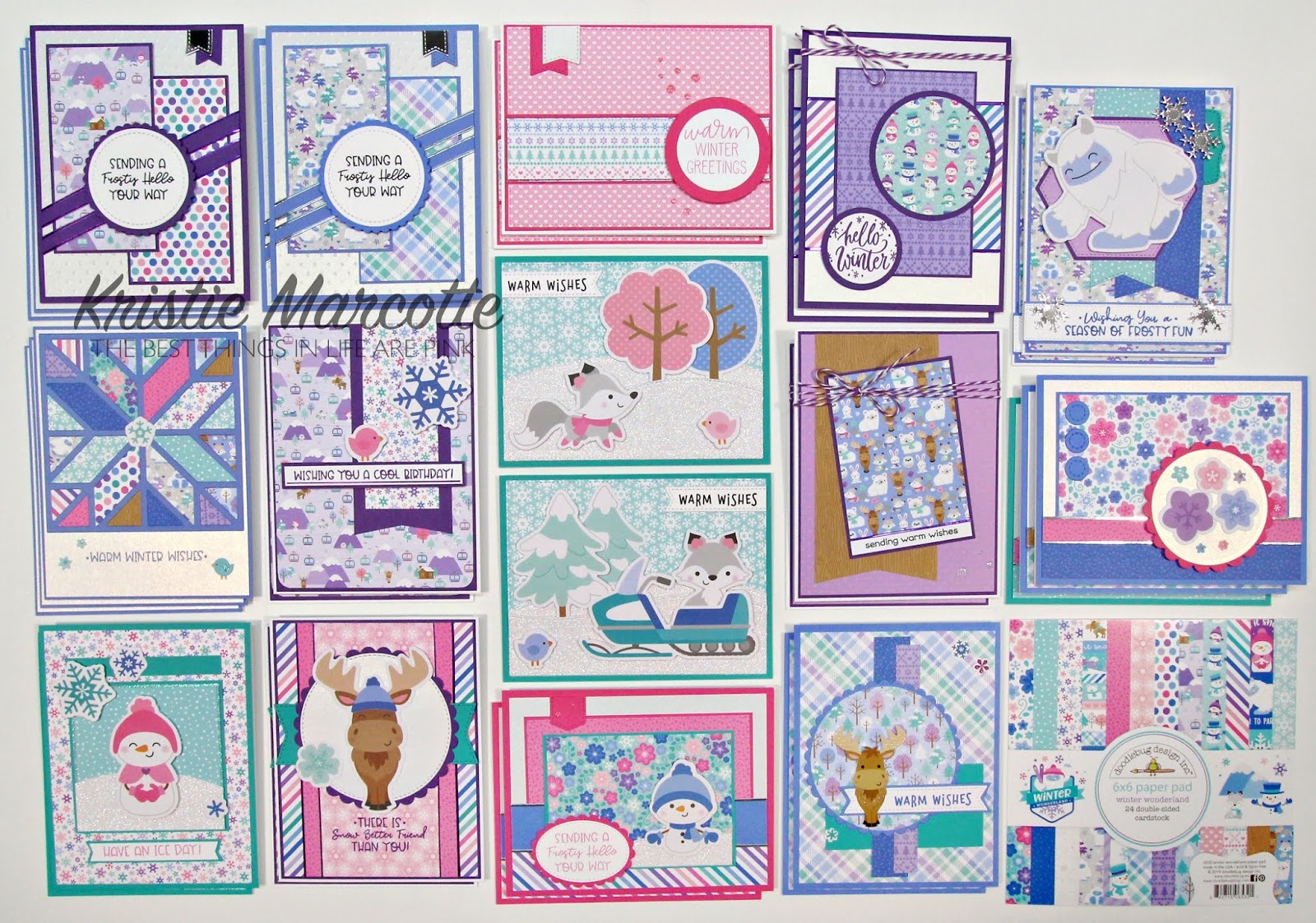 Doodlebug’s Winter Wonderland – 31 cards from one 6×6 paper pad