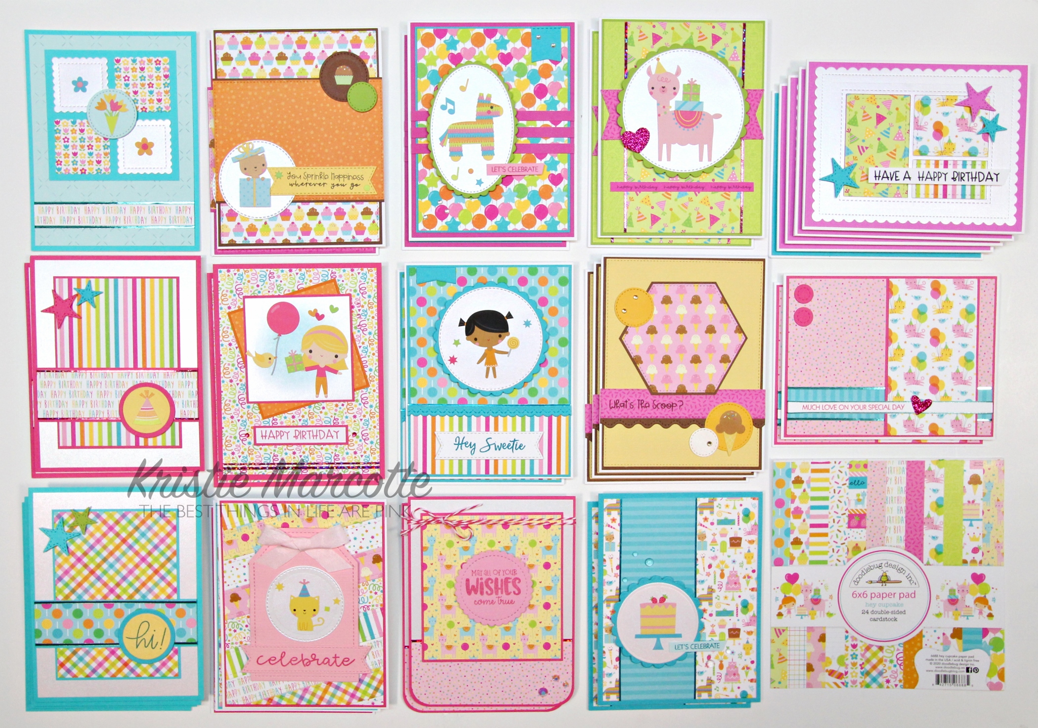 Doodlebug’s Hey Cupcake – 34 cards from one 6×6 paper pad
