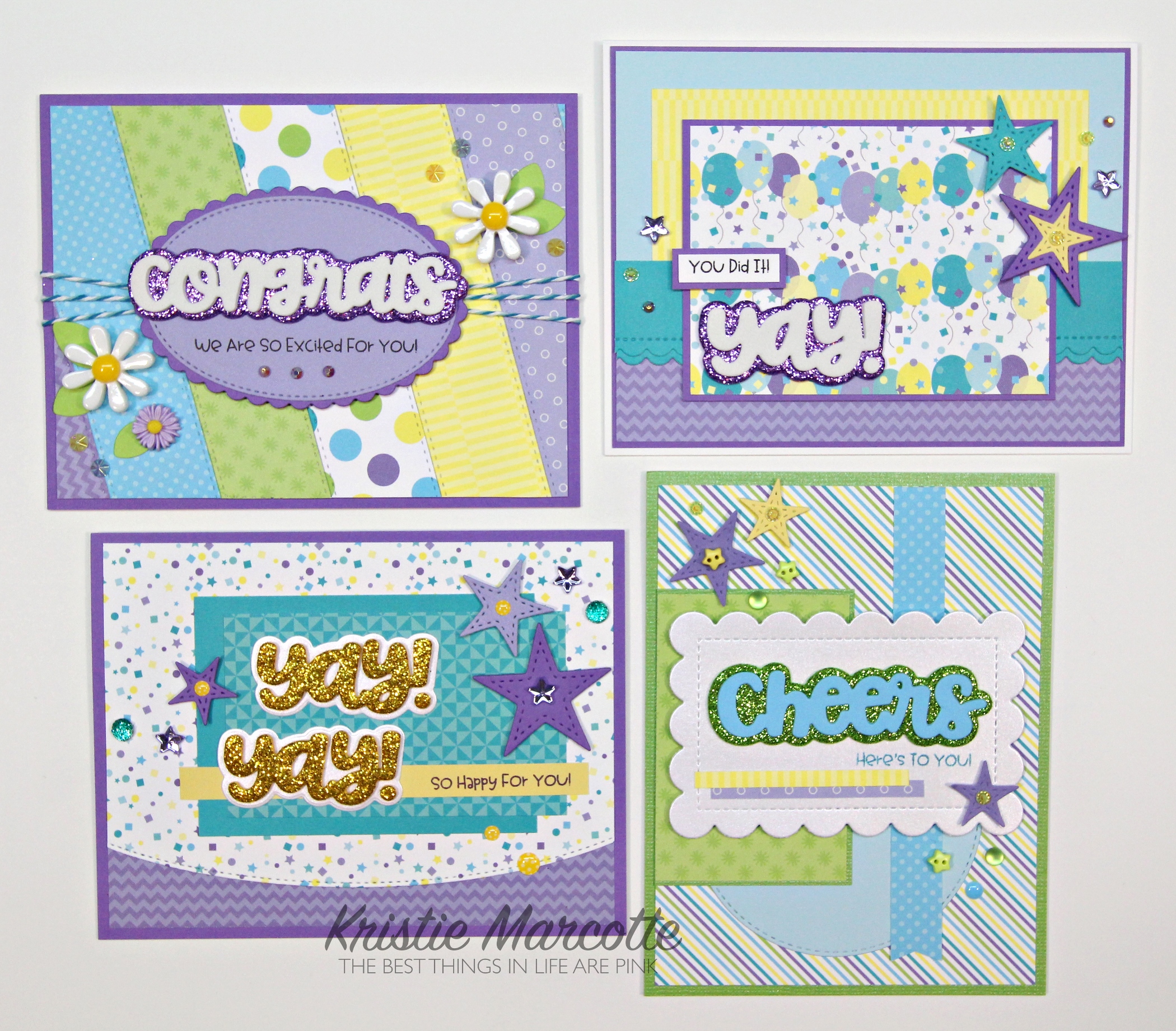 Queen & Company – Congrats Sentiment Stacker set – 4 cards 1 kit