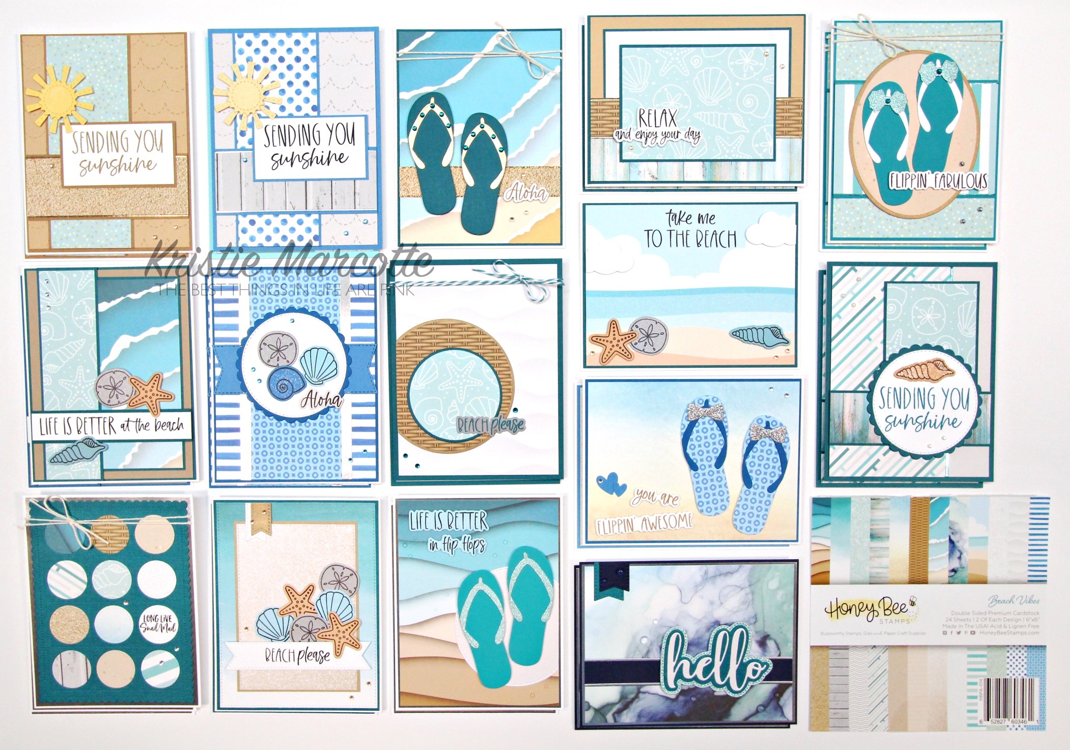 Honey Bee Stamps – Beach Vibes – 29 cards from one 6×6 paper pad