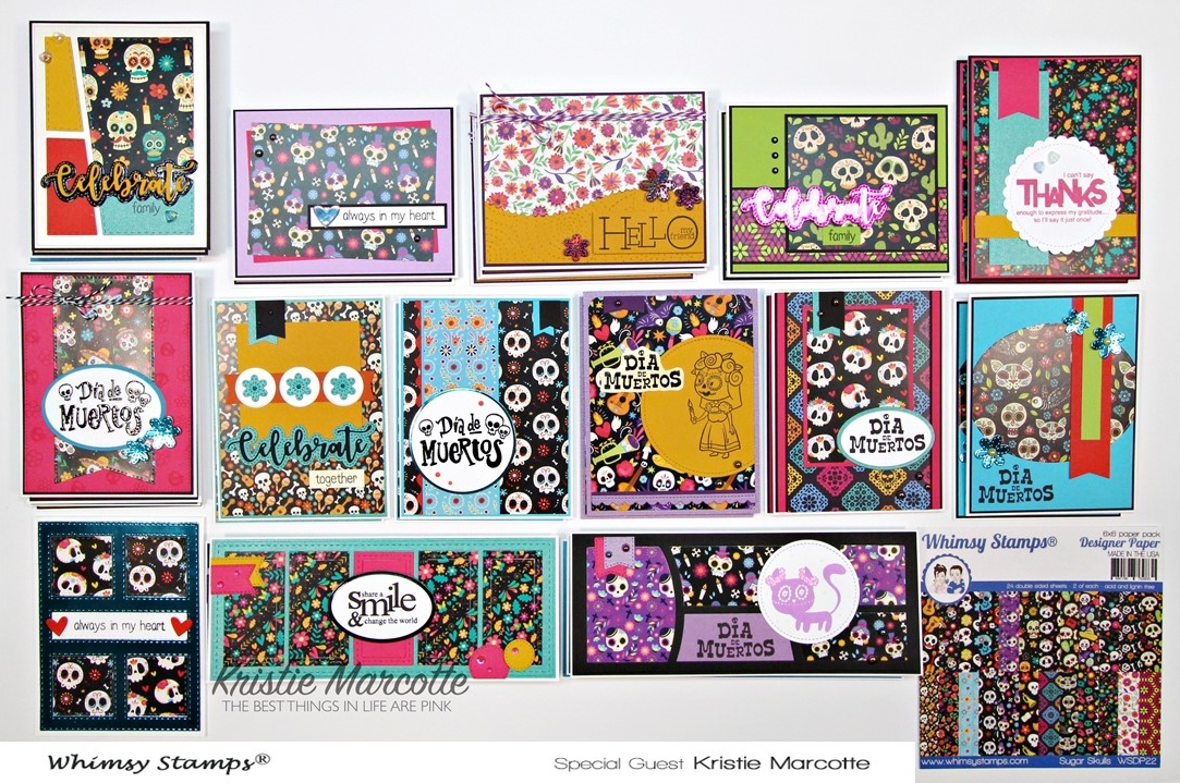 Whimsy Stamps Sugar Skulls – 37 cards from one 6×6 paper pad
