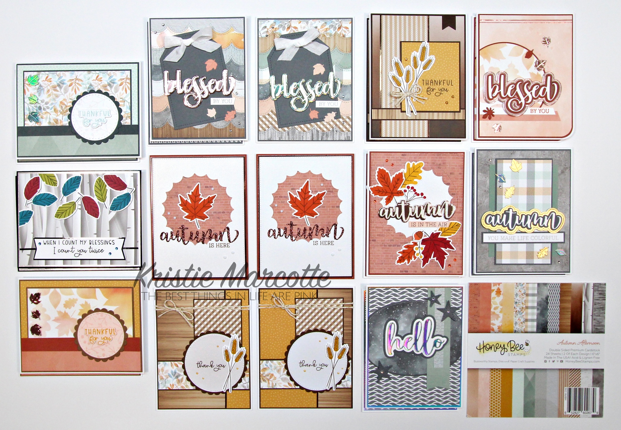 Honey Bee Stamps – Autumn Afternoon – 23 cards from one 6×6 paper pad