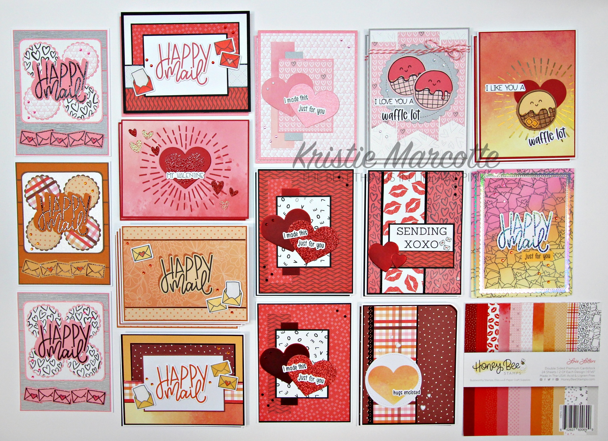 Honey Bee Stamps – Love Letters – 28 cards from one 6×6 paper pad