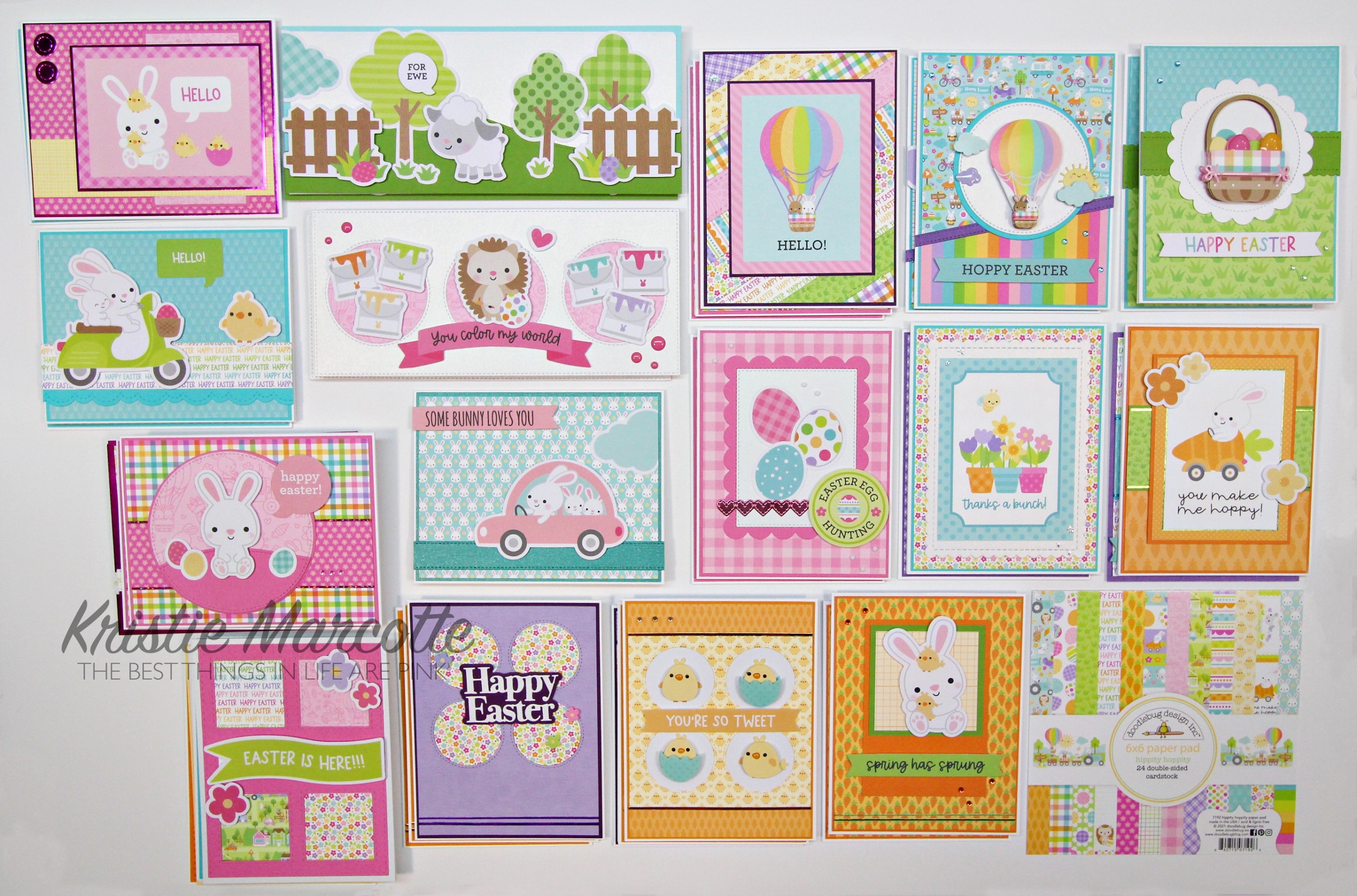 Doodlebug Design – Hippity Hoppity – 40 cards from one 6×6 paper pad