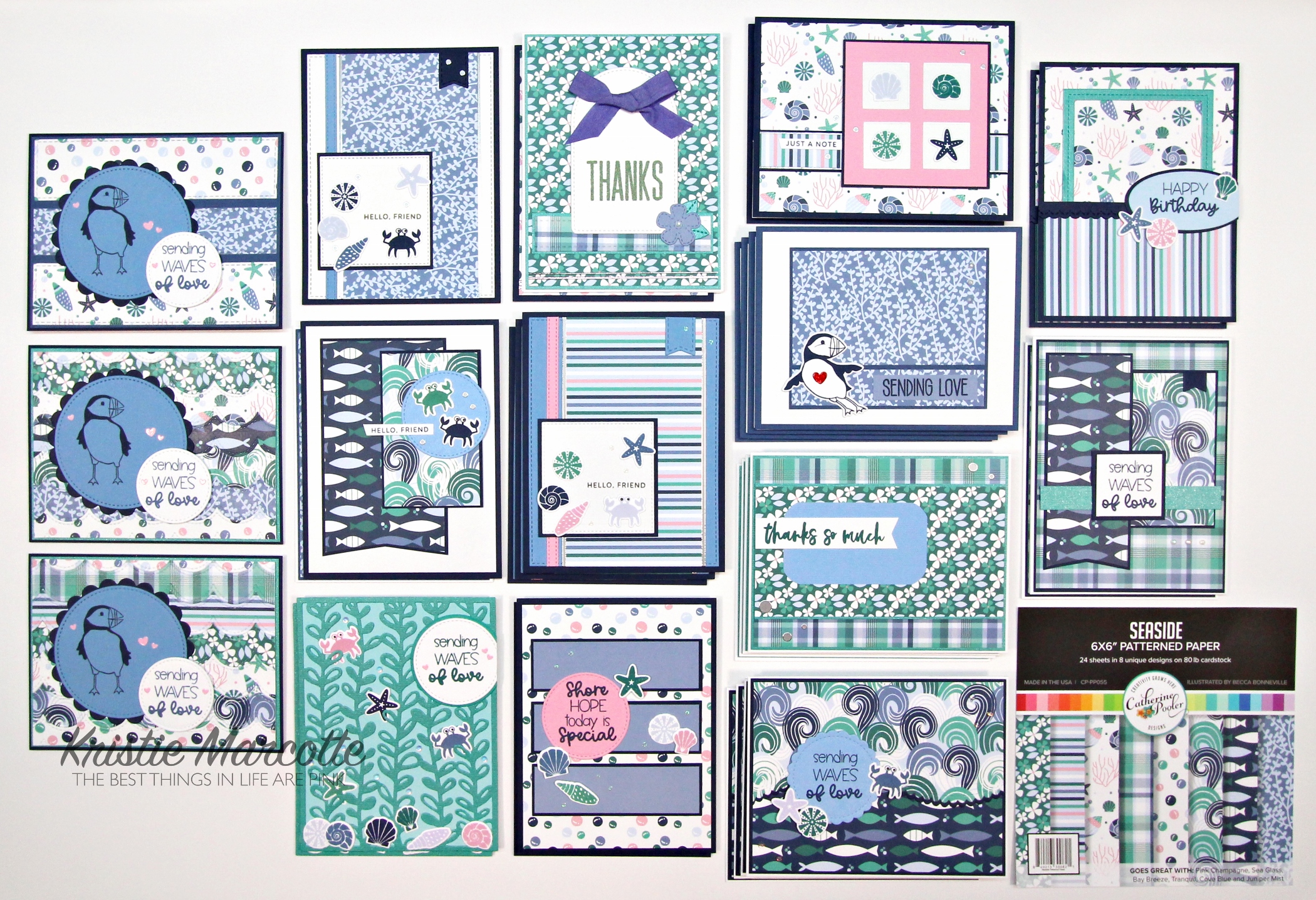 Catherine Pooler | Seaside | 31 cards from one 6×6 paper pad | plus BONUS cards