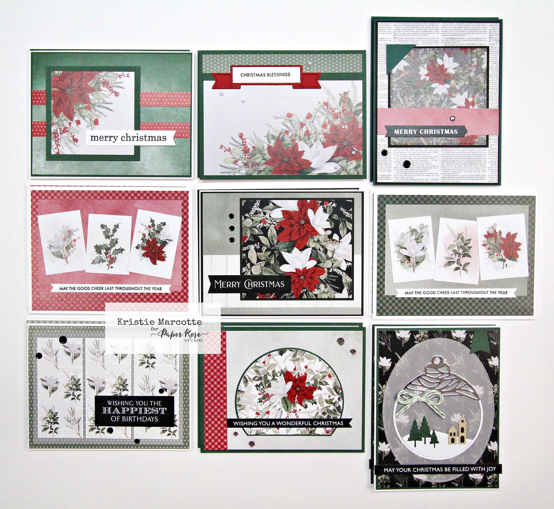 Paper Rose | Poinsettia Garden | 18 Cards 1 Collection - Kristie Marcotte